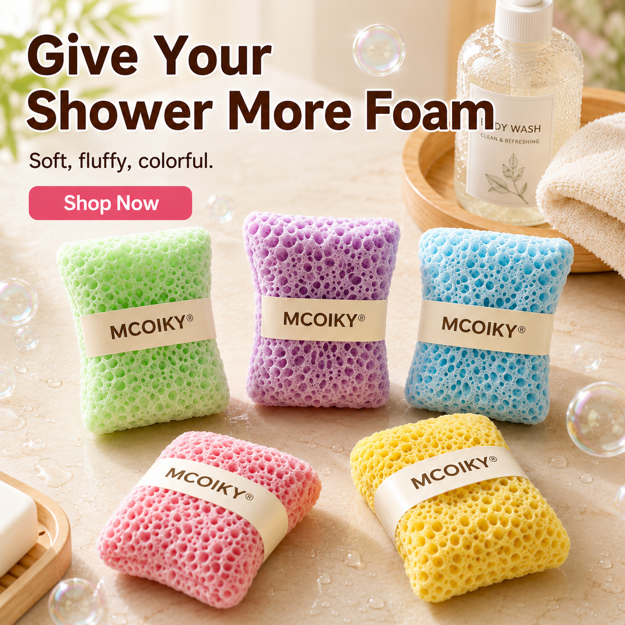 MCOIKY® Body Wash Foaming Sponge Set