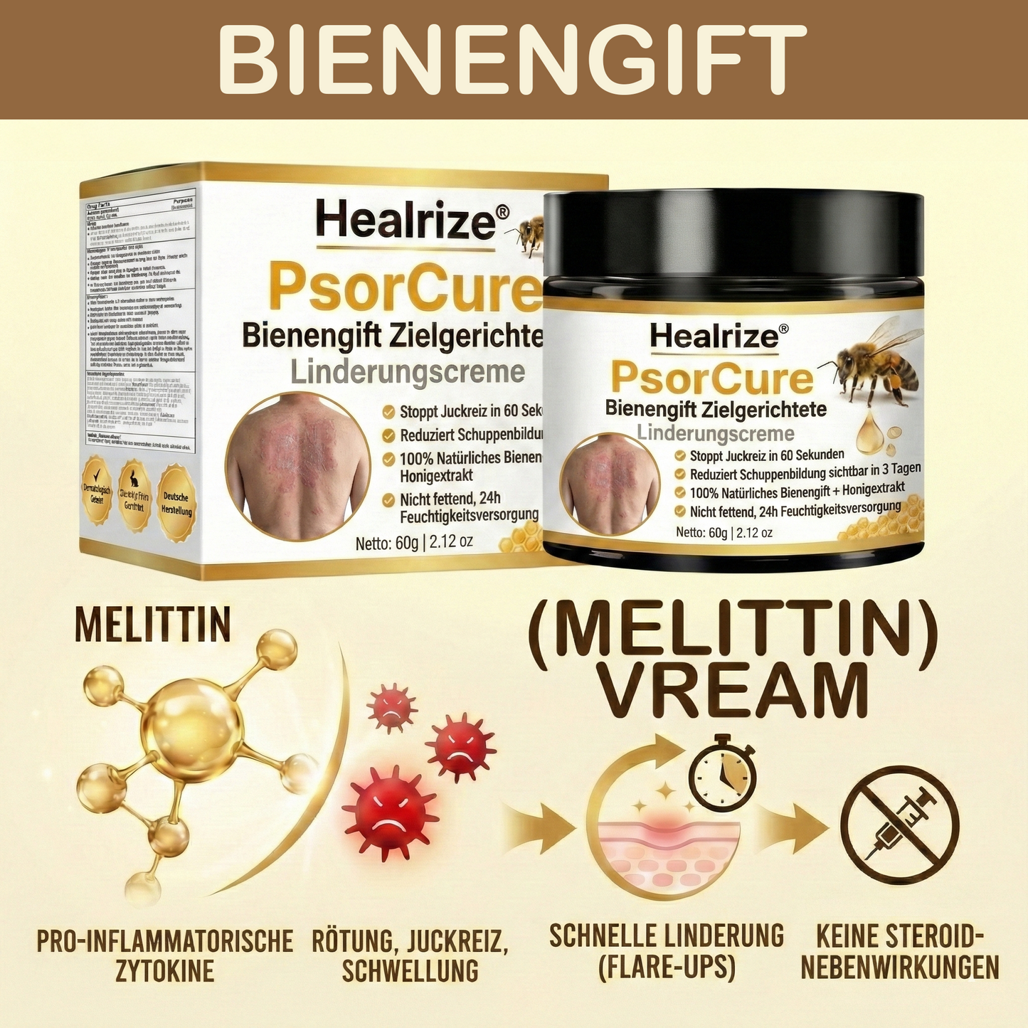 👨‍⚕️ 𝙈ä𝙧𝙯-𝘼𝙣𝙜𝙚𝙗𝙤𝙩  | Healrize® PsorCure Bienengift Zielgerichtete Linderungscreme✨