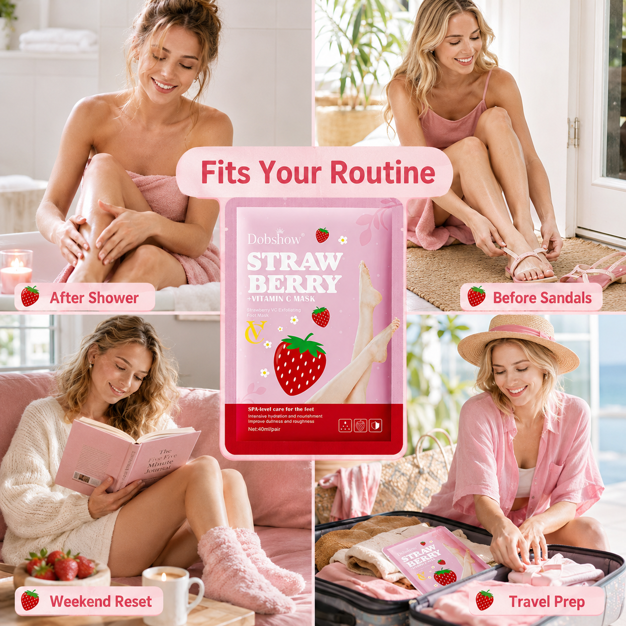 Dobshow® Strawberry + Vitamin C Foot Mask