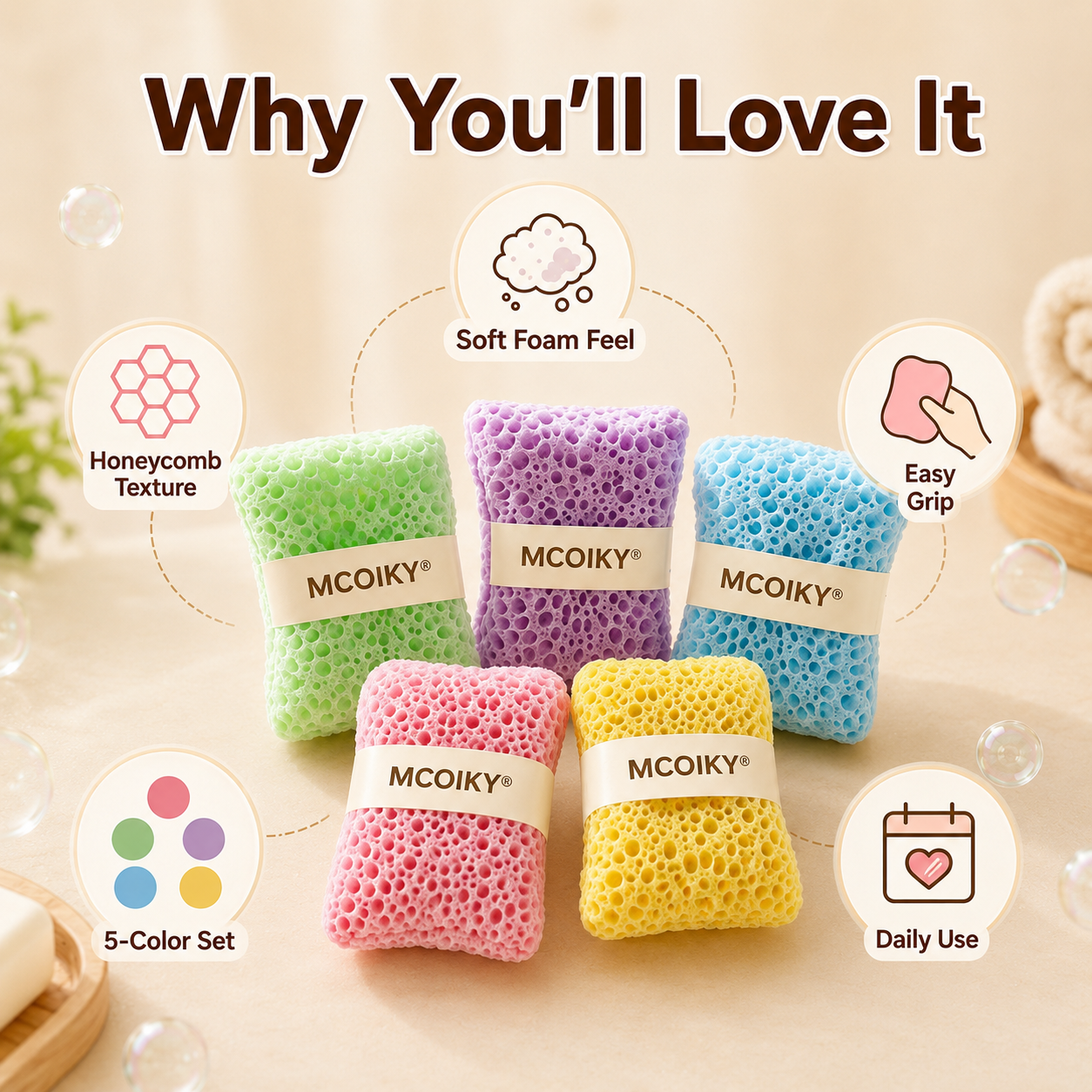MCOIKY® Body Wash Foaming Sponge Set